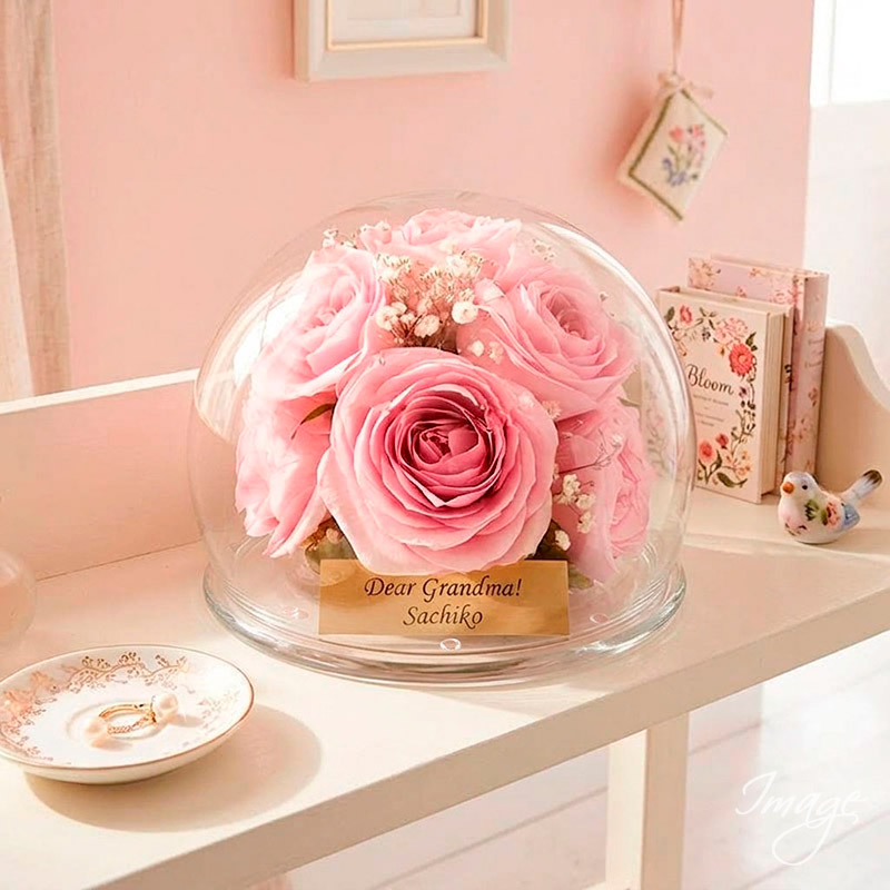 ★還暦・敬老の日のお祝いに人気・第3位ドリーム【プレートカラー：透明】※挿入輪数は10～13輪前後、ユリ・カサブランカなど大きなお花が入る人気のサイズになります。黄色は黄色系のお花・オレンジ系のお花に馴染みやすいプレートです※